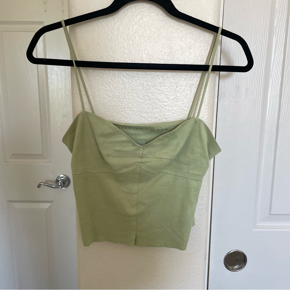 GREEN SUEDE CROP TOP